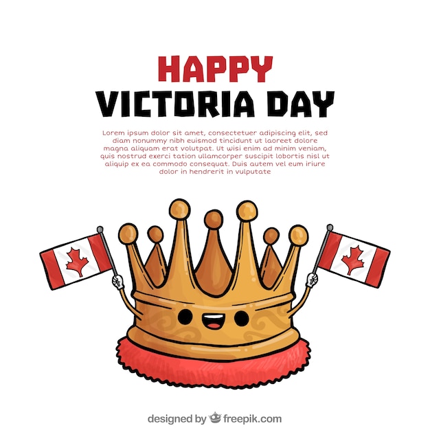 Vector gratuito fondo de corona dibujada a mano con banderas de canadá