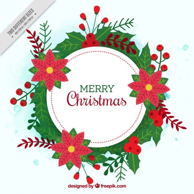 Fondo de corona floral de feliz navidad 