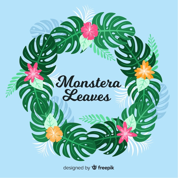 Vector gratuito fondo corona hojas de monstera