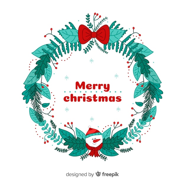 Fondo de corona de navidad dibujado a mano
