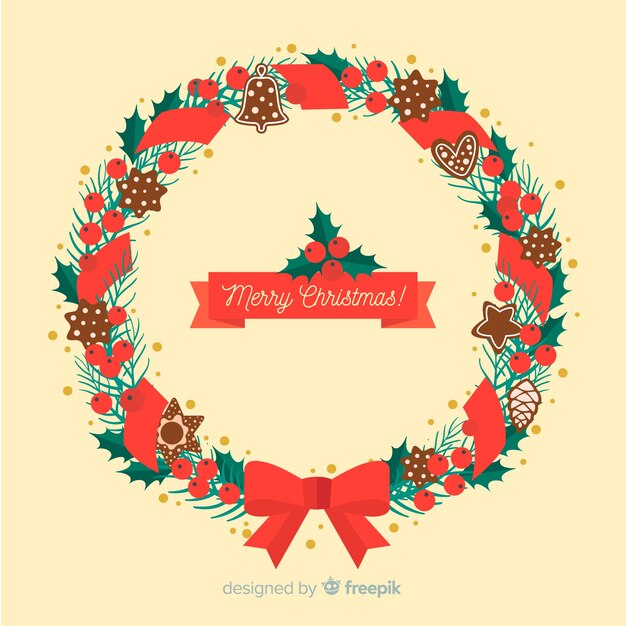 Fondo corona navidad lazo