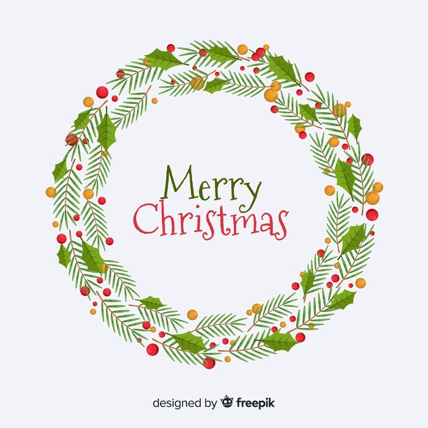 Fondo corona navidad plana