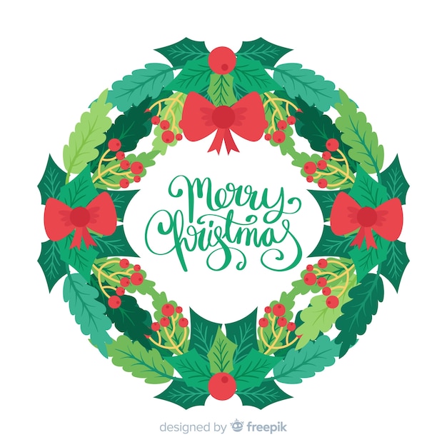 Fondo de corona de navidad plana