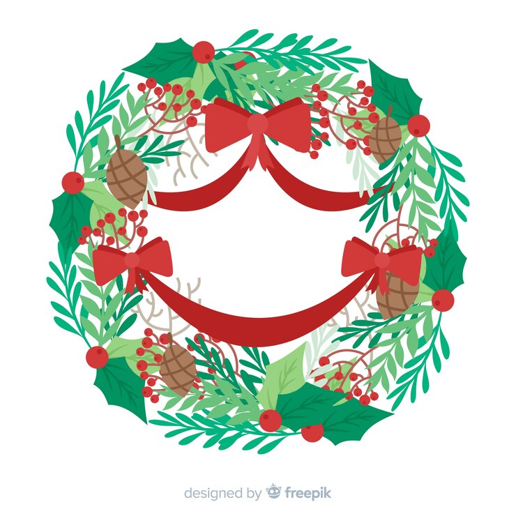 Vector gratuito fondo corona navidad plana