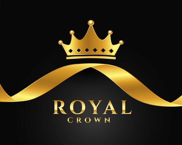 fondo de corona real brillante con diseño de cinta dorada