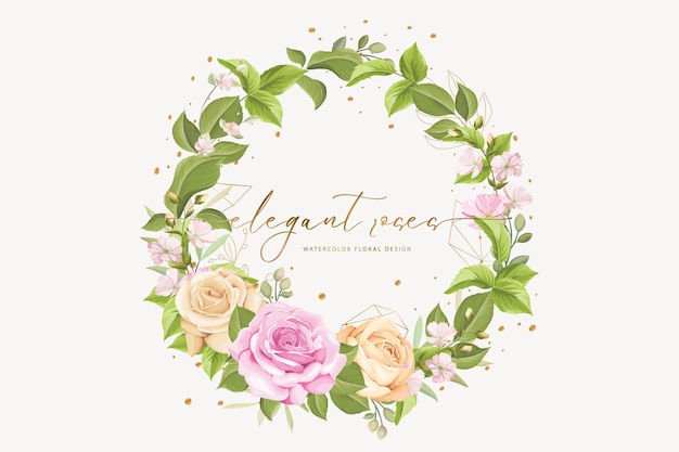 Fondo de corona de rosas dibujada a mano