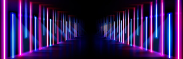 Fondo de corredor de luz de neón escenario abstractamente dirigido