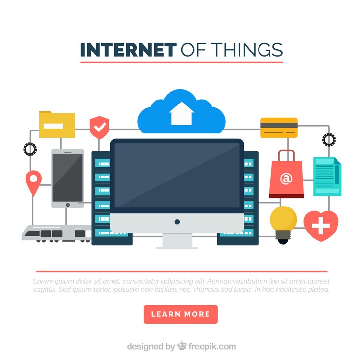 Vector gratuito fondo de cosas de internet en diseño plano