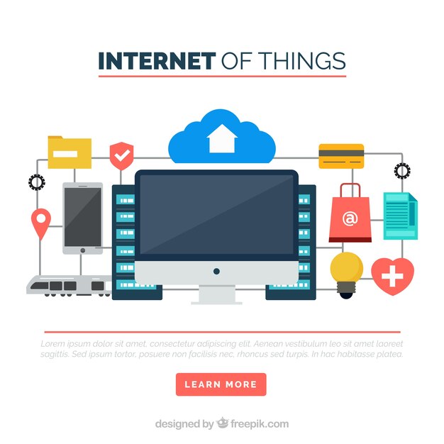 Fondo de cosas de internet en diseño plano