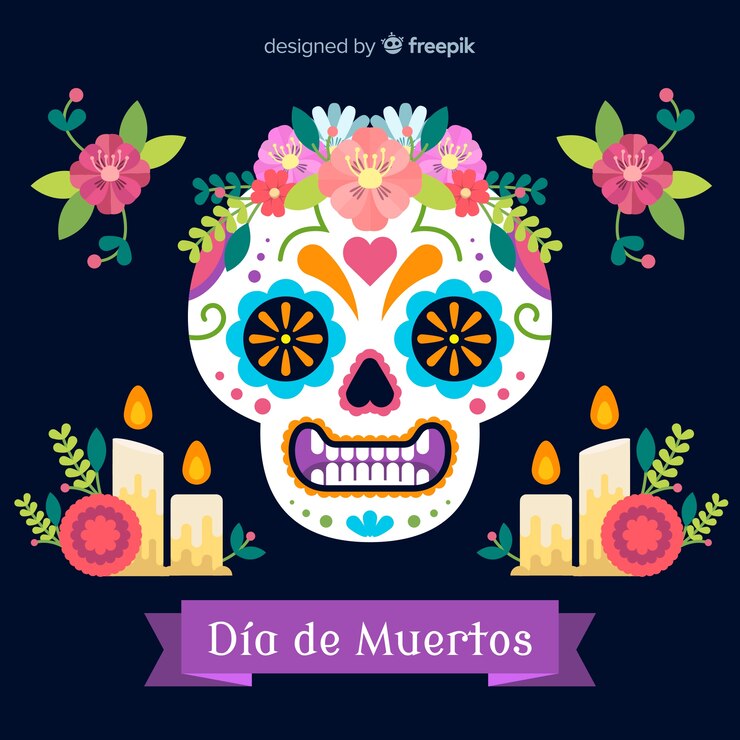 Vector gratuito fondo de cráneo del día de los muertos