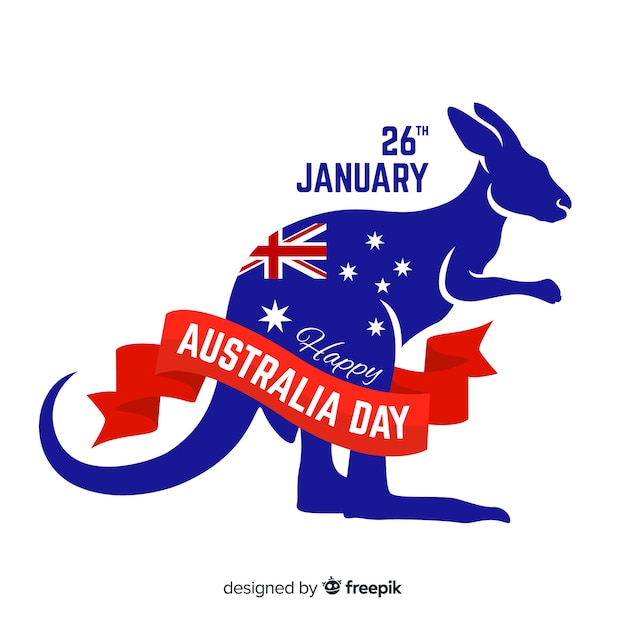 Vector gratuito fondo creativo del día de australia con canguro