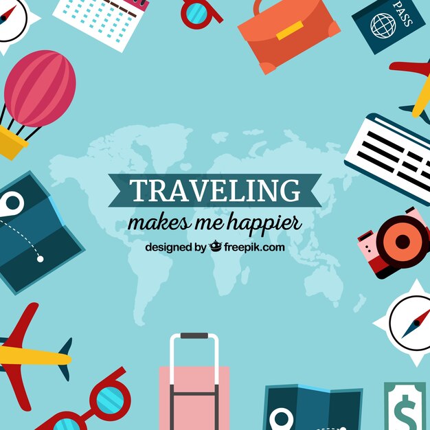 Fondo creativo con elementos de viaje