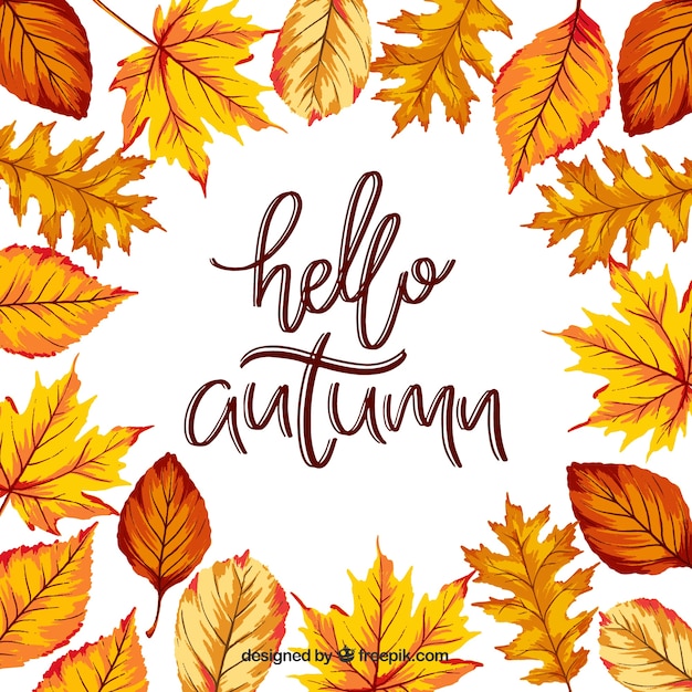 Vector gratuito fondo creativo de lettering de hello autumn