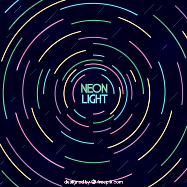 Fondo creativo con luces circulares de neón 