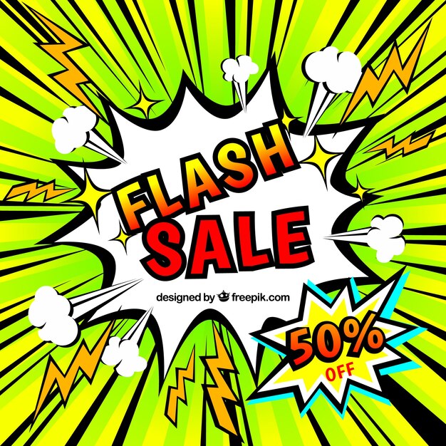 Fondo creativo de rebajas flash en estilo de comic