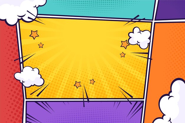 El fondo del cuadro de cómics colorido
