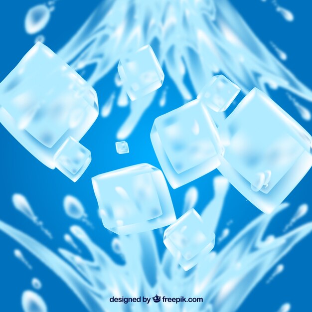 Fondo de cubos de hielo con agua