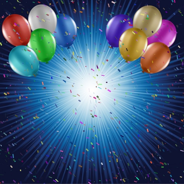Fondo de cumpleaños azul con globos