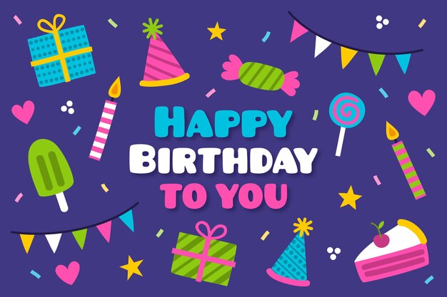 Fondo de cumpleaños dibujado a mano con saludo