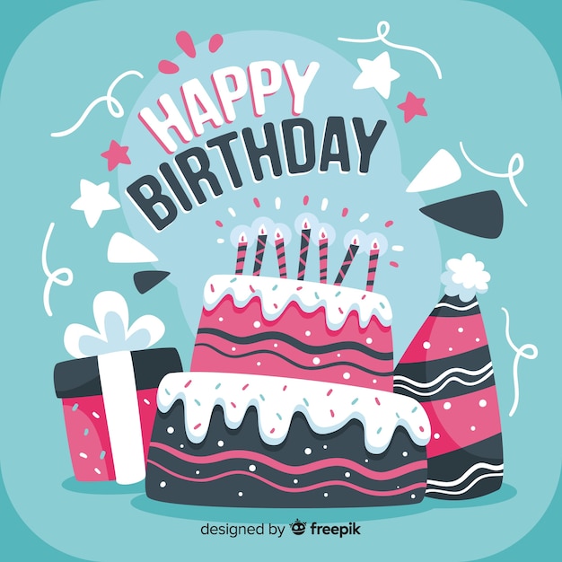 Fondo de cumpleaños dibujado a mano