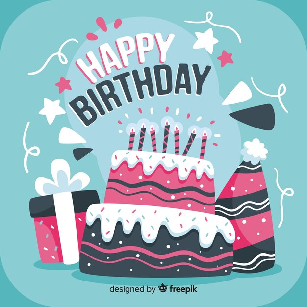 Fondo de cumpleaños dibujado a mano