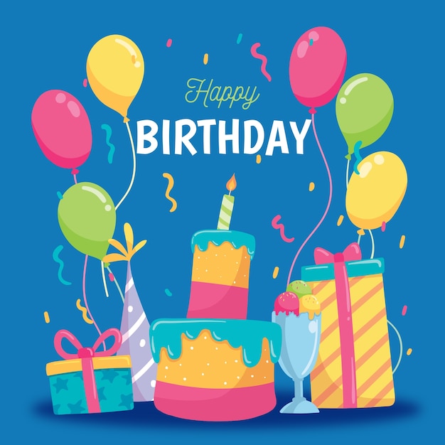 Fondo de cumpleaños dibujado a mano