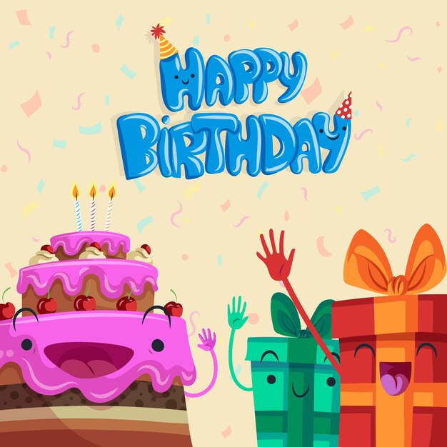 Fondo de cumpleaños dibujado a mano