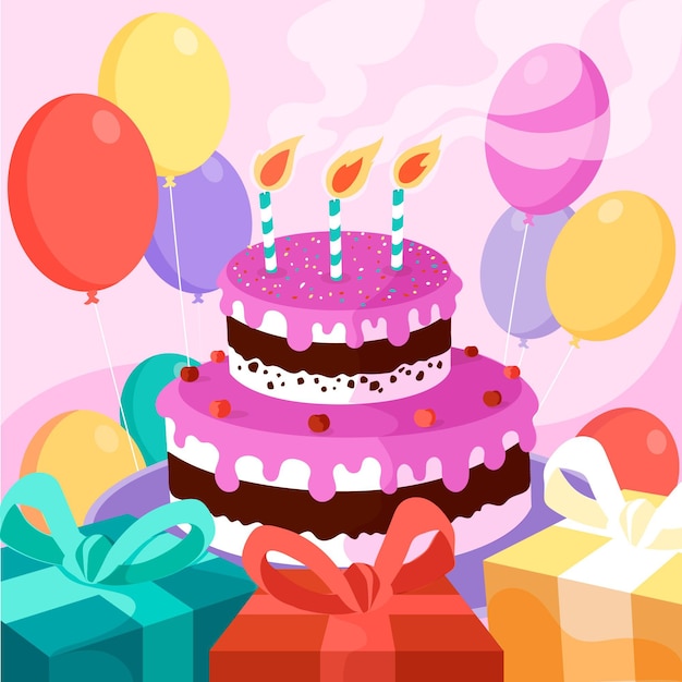 Fondo cumpleaños dibujado a mano