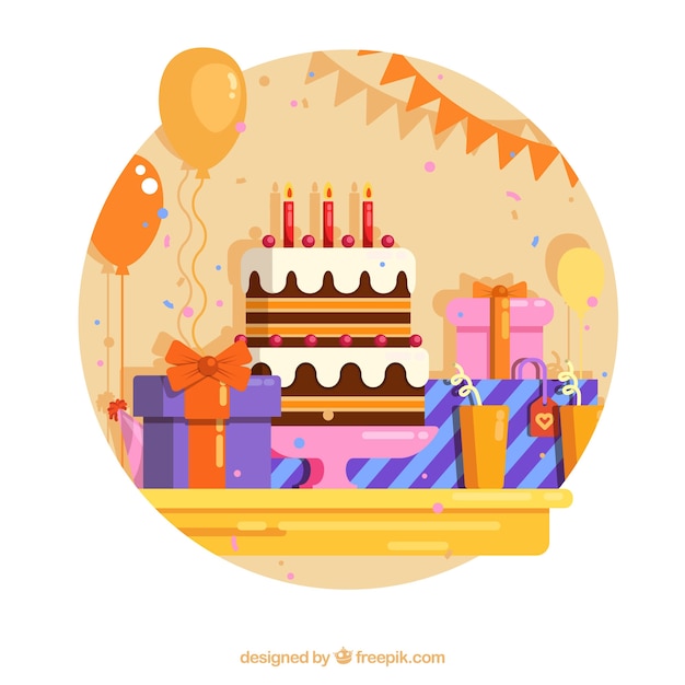 Fondo de cumpleaños en diseño plano