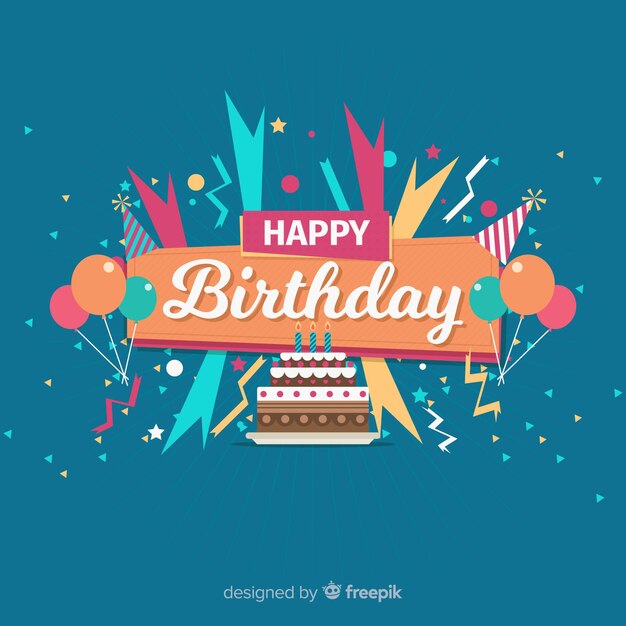 Fondo de cumpleaños en diseño plano