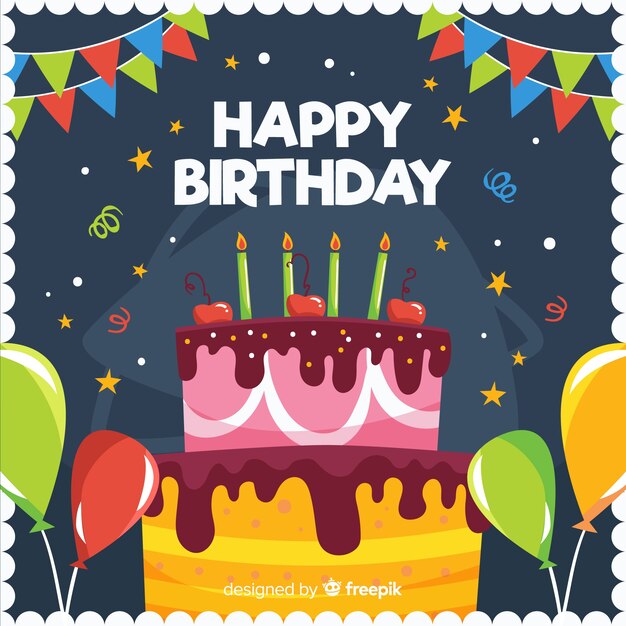 Fondo de cumpleaños en diseño plano