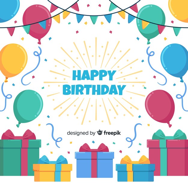 Fondo de cumpleaños en diseño plano