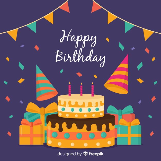 Fondo de cumpleaños en diseño plano