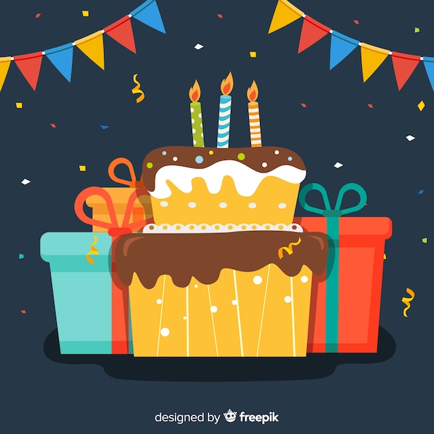 Vector gratuito fondo de cumpleaños en diseño plano