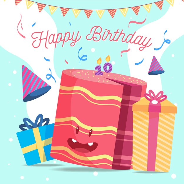 Fondo de cumpleaños en diseño plano