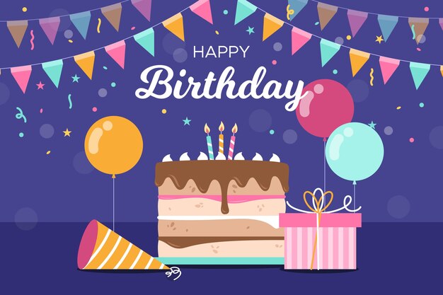 Fondo de cumpleaños de diseño plano