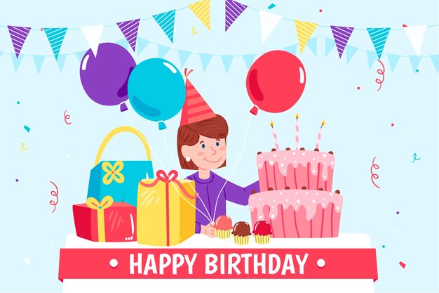 Fondo de cumpleaños de diseño plano