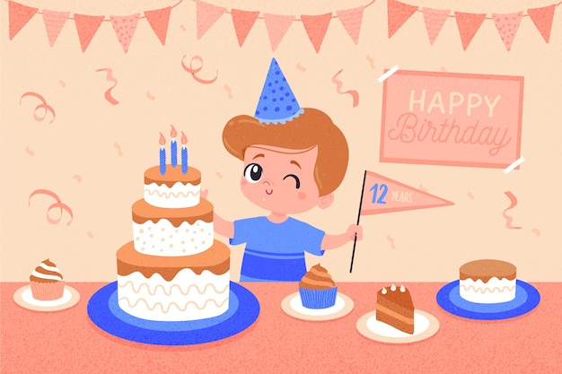 Fondo de cumpleaños de diseño plano