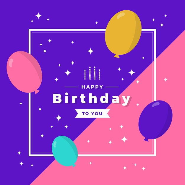 Fondo de cumpleaños en diseño plano