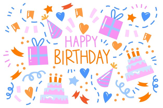 Fondo de cumpleaños estilo dibujado a mano