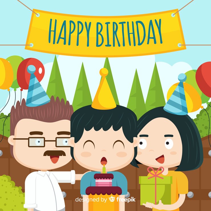 Vector gratuito fondo cumpleaños familia feliz
