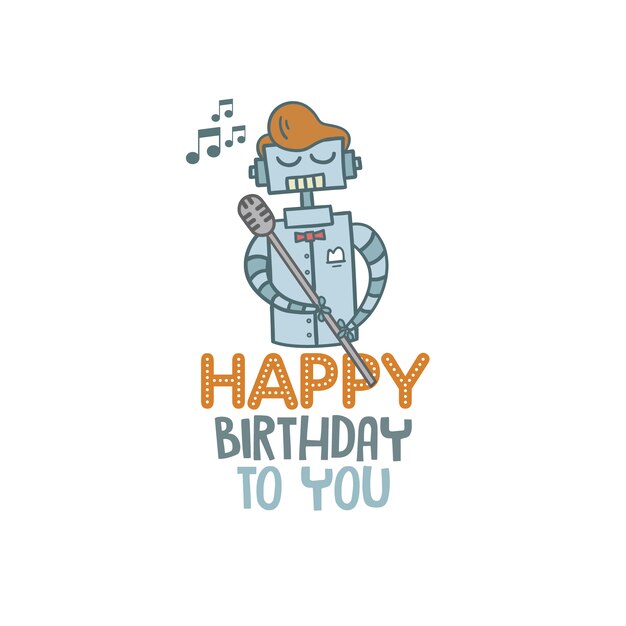 Fondo de cumpleaños feliz con robot