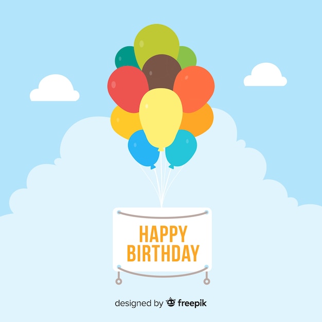 Vector gratuito fondo de cumpleaños con globos en 2d