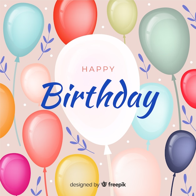 Fondo de cumpleaños con globos dibujado a mano