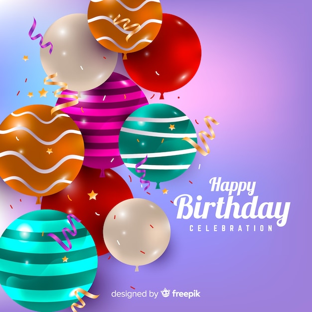 Vector gratuito fondo de cumpleaños con globos realista