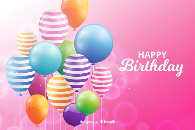 Fondo de cumpleaños con globos realistas