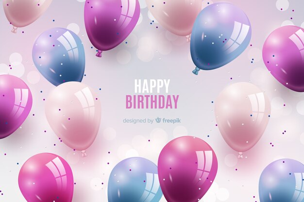 Fondo de cumpleaños con globos realistas