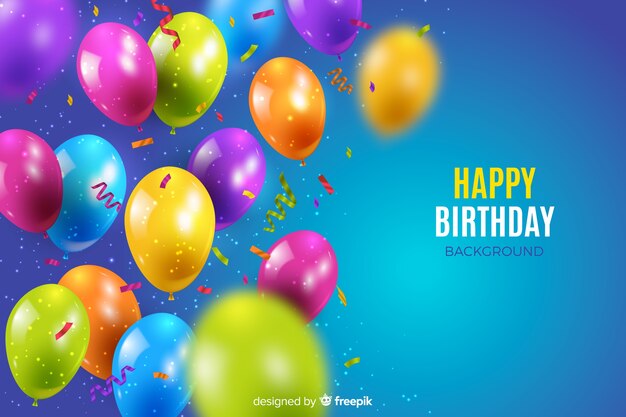 Fondo de cumpleaños con globos realistas
