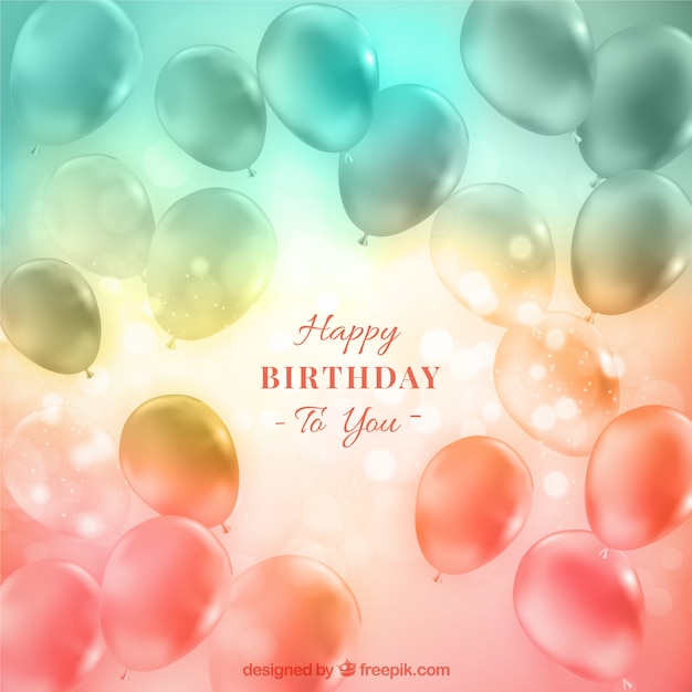 Vector gratuito fondo de cumpleaños de globos transparentes con efecto bokeh