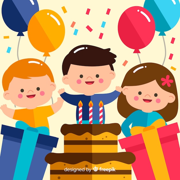 Vector gratuito fondo cumpleaños niños planos